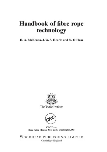Cover for Handbook of fiber rope technology