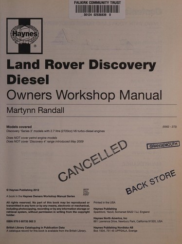Cover for Land Rover Discovery Diesel 04-09