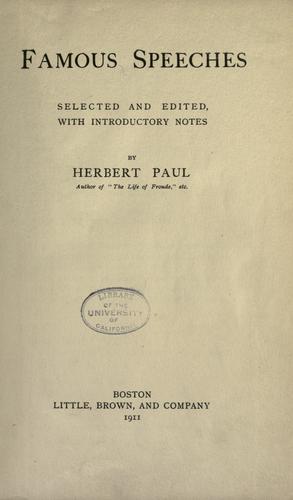 Cover for Famous speeches