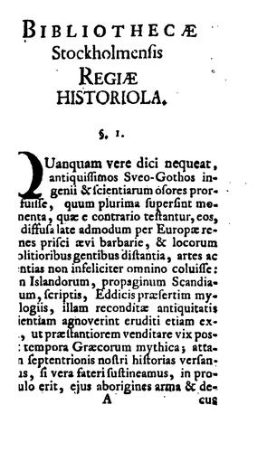 Cover for Bibliothecae Regiae Stockholmensis historia brevis et succincta