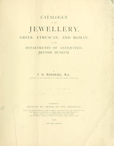 Cover for Catalogue of the jewellery, Greek, Etruscan, and Roman