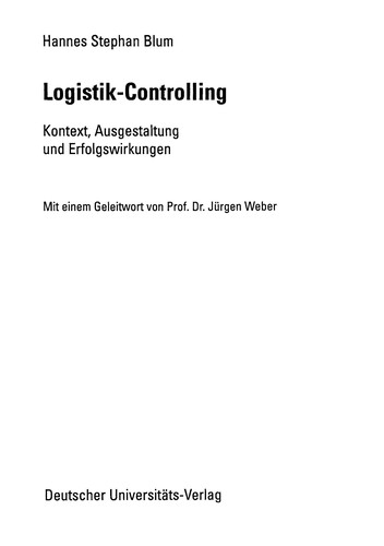 Cover for Logistik-Controlling