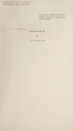 Cover for Children and the law