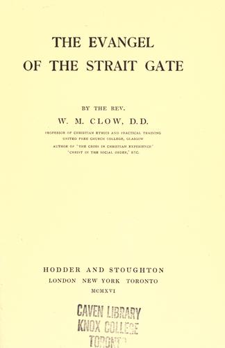 Cover for The evangel of the strait gate