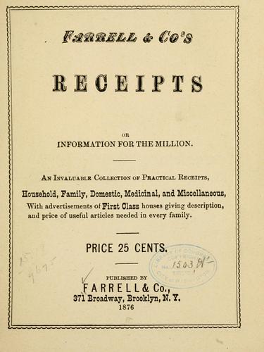 Cover for Farrell & co's receipts