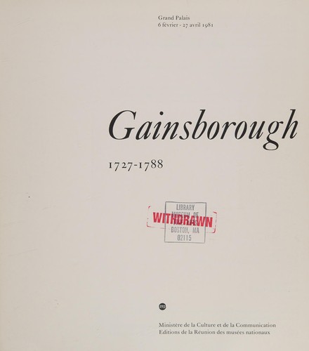 Cover for Gainsborough, 1727-1788