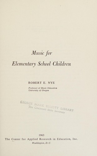 Cover for Music for elementary school children.