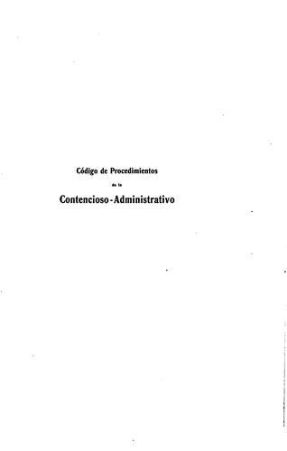 Cover for Código de procedimientos de lo contencioso-administrativo para la provincia ...
