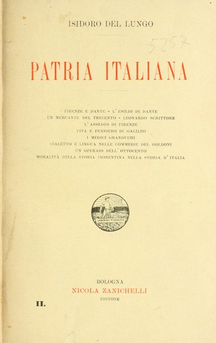 Cover for Patria italiana