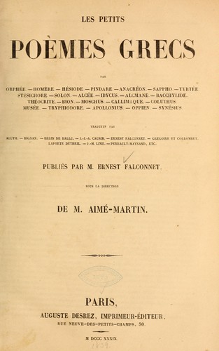 Cover for Les petits poèmes grecs ...