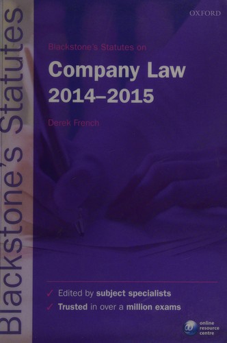 Cover for Blackstone's Statutes on Company Law 2014-2015