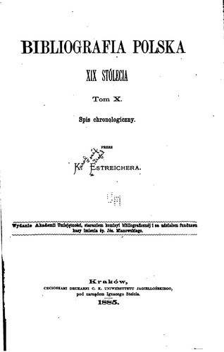 Cover for Bibliografia polska: Wyd. Tow. Naukowego Krakowskiego