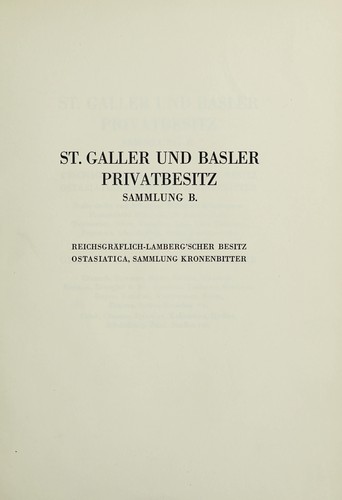 Cover for St. Galler und Basler Privatbesitz, Sammlung B