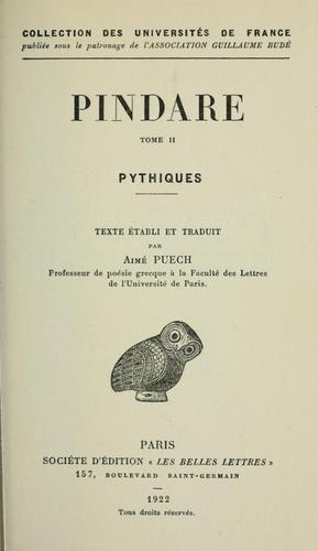 Cover for Pindare