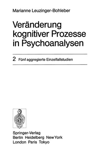 Cover for Veränderung kognitiver Prozesse in Psychoanalysen