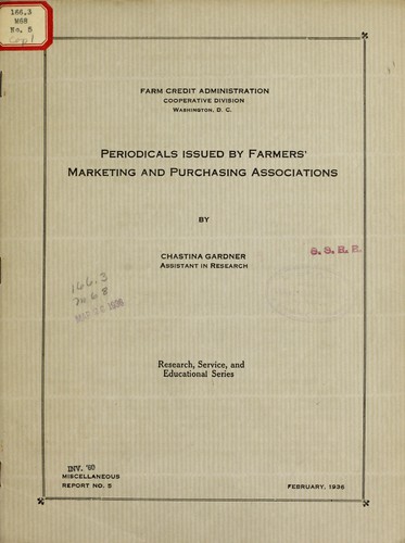 Cover for Periodicals issued by farmers' marketing and purchasing associations