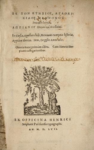 Cover for Ex Ctesia, Agatharchide, Memnone excerptae historiae