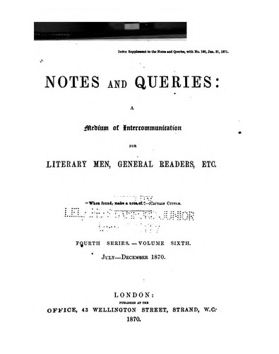 Cover for Notes and Queries