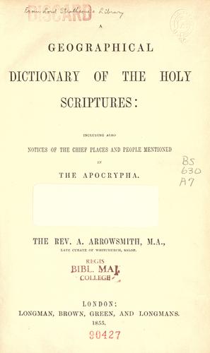 Cover for A geographical dictionary of the Holy Scriptures