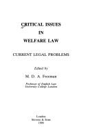Cover for Critical issues in welfare law
