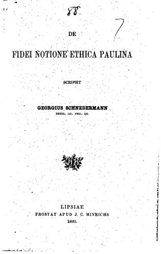 Cover for De fidei notione ethica Paulina
