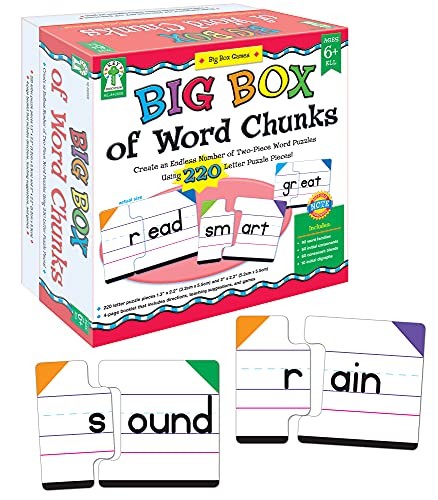 Cover for Key Education Big Box of Word Chunks—Puzzle Game for Grades 1-3 Beginning Readers, Reading and Phonics Practice with Color-Coded Letter Puzzle Pieces