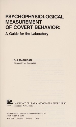 Cover for Psychophysiological measurement of covert behavior