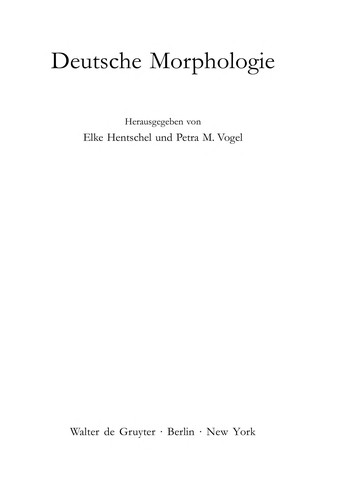 Cover for Deutsche morphologie