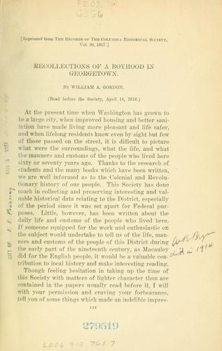 Cover for Recollections of a boyhood in Georgetown.
