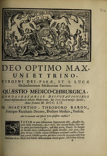 Cover for Quaestio medico-chirurgica, ... an in curanda ani fistula ferro praestent caustica?