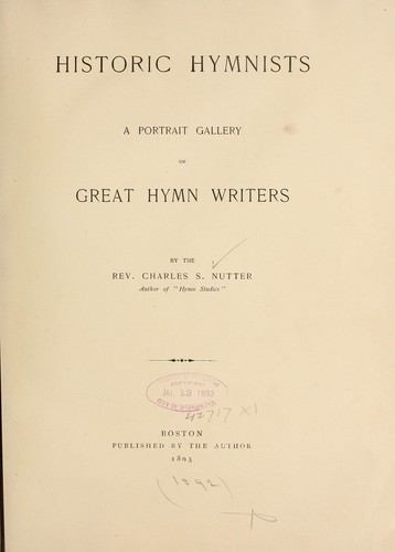 Cover for Historic hymnists ...
