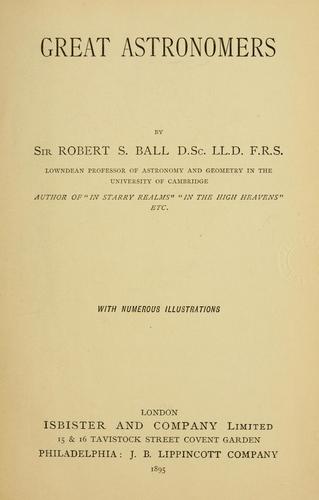 Cover for Great astronomers