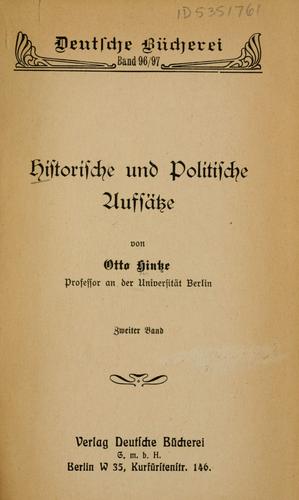 Cover for Historische und politische Aufsätze.