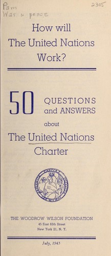Cover for How Will the United Nations work?