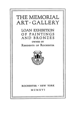 Cover for Loan exhibition of paintings and bronzes owned by residents of Rochester