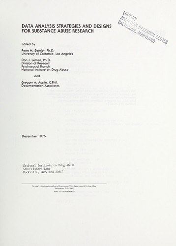 Cover for Data analysis strategies and designs for substance abuse research