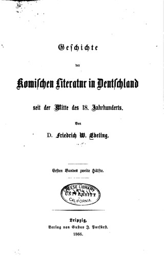 Cover for Geschichte der komischen Literatur in Deutschland seit der Mitte des 18 ...