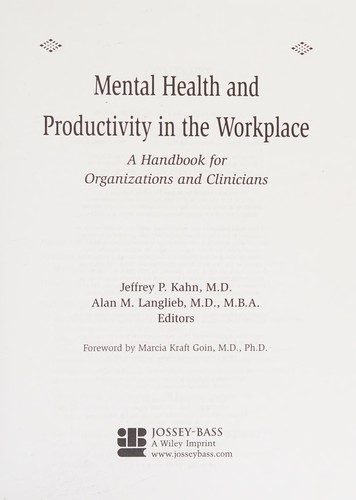 Cover for Mental health and productivity in the workplace