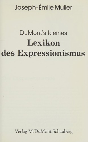 Cover for DuMont Taschenbücher, Nr.13, DuMont kleines Lexikon des Expressionismus