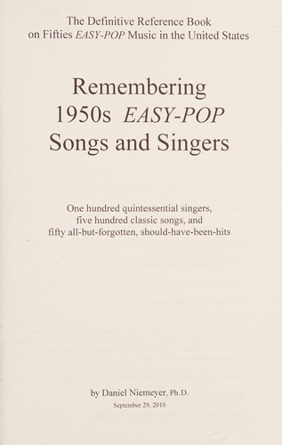 Cover for Remembering 1950s easy-pop songs and singers