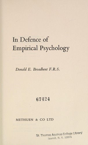 Cover for In defence of empirical psychology