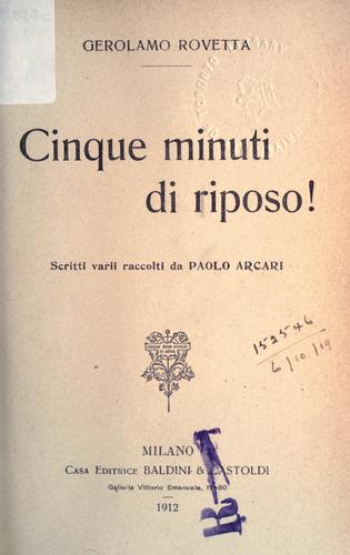 Cover for Cinque minuti di riposo.