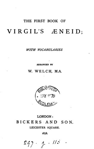Cover for THE FIRST BOOK OF VIRGIL'S AENEID; WITH VOCABULARIES