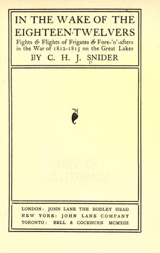 Cover for In the wake of the eighteen-twelvers