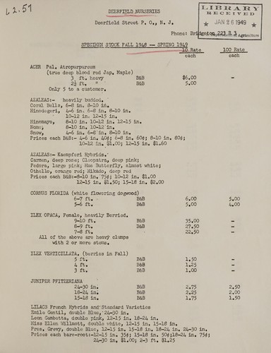 Cover for Specimen stock fall 1948 -- spring 1949
