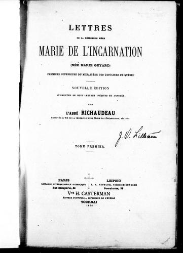Cover for Lettres de la révérende mère Marie de l'Incarnation (née Marie Guyard)