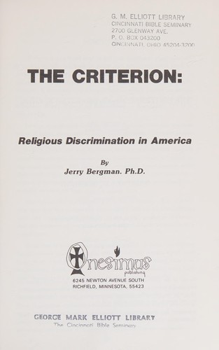Cover for The criterion