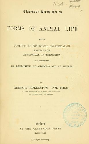 Cover for Forms of animal life