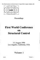 Cover for First World Conference on Structural Control