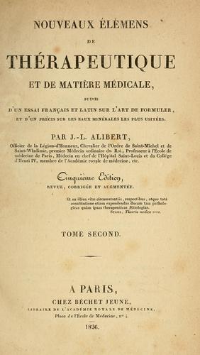 Cover for Nouveaux élémens de thérapeutique et de matière médicale